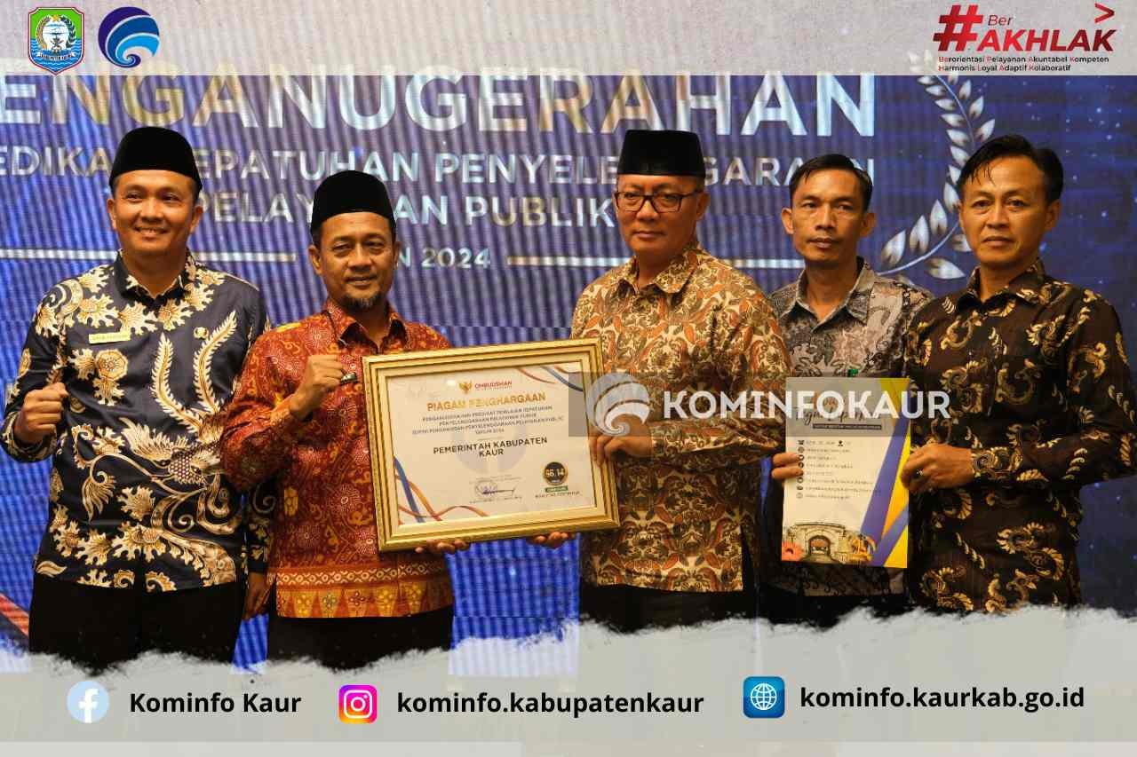 Raih Nilai Pelayanan Publik 96,14, Kabupaten Kaur Kembali Terima Penghargaan Dari Ombudsman RI 