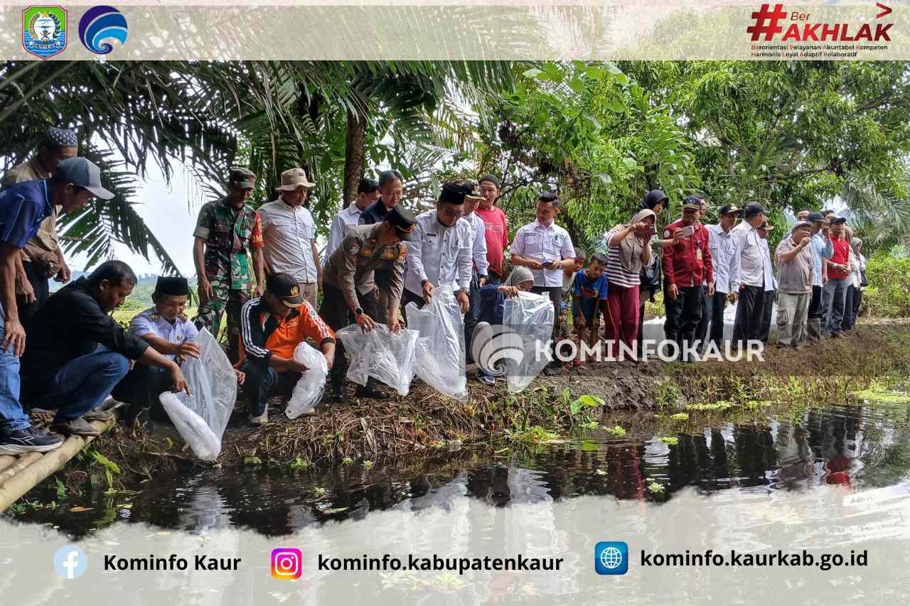Wabup Abdul Hamid Tebar 10 Ribu Benih Ikan di Desa Coko Betung