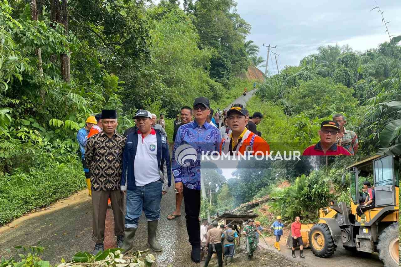 Jalan Tanjung Baru - Arga Mulya Tertimbun Longsor, Bupati Pantau Pekerjaan Pembersihan Material