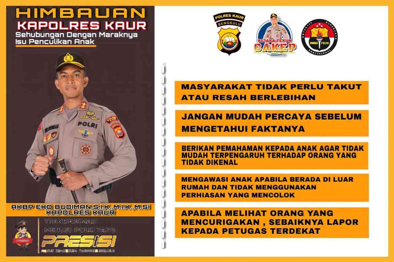 Viral Isu Penculikan Anak, Ini Imbauan Kapolres Kaur 